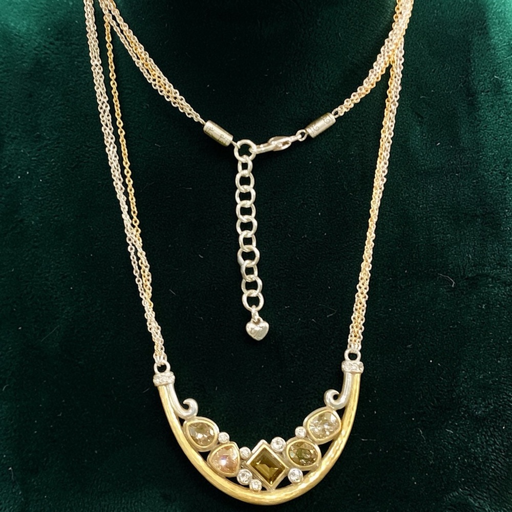 Brighton Gold, Topaz, and Silver Crystal Long Multi Chain Necklace. NWT - Picture 8 of 8